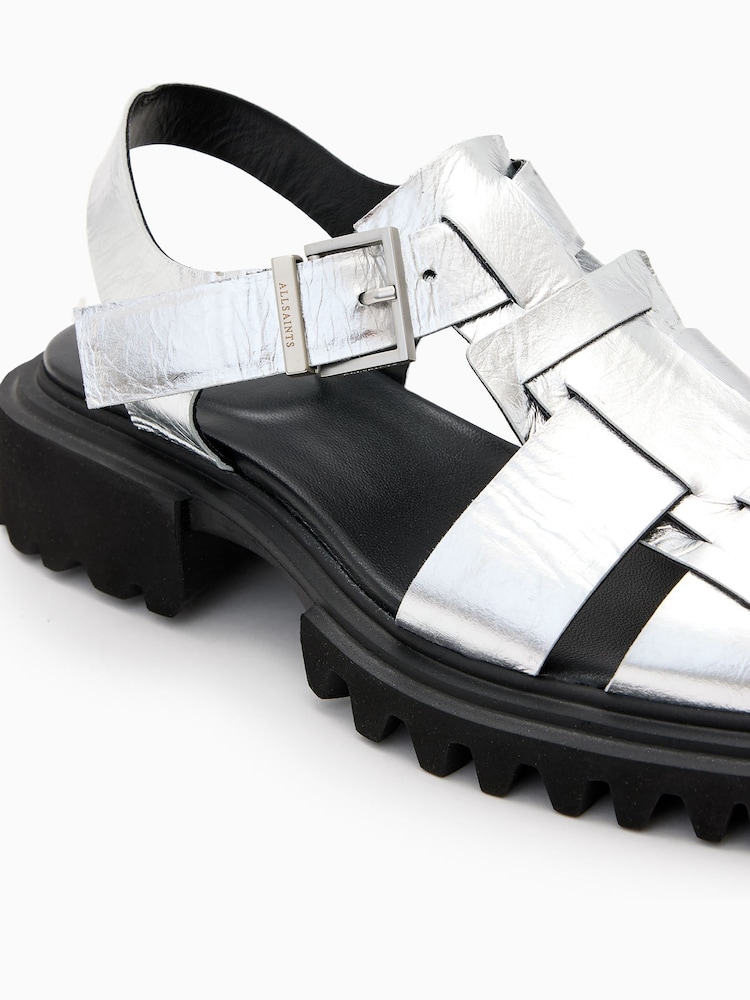 AllSaints Grey Tess Sandals - Image 4 of 5