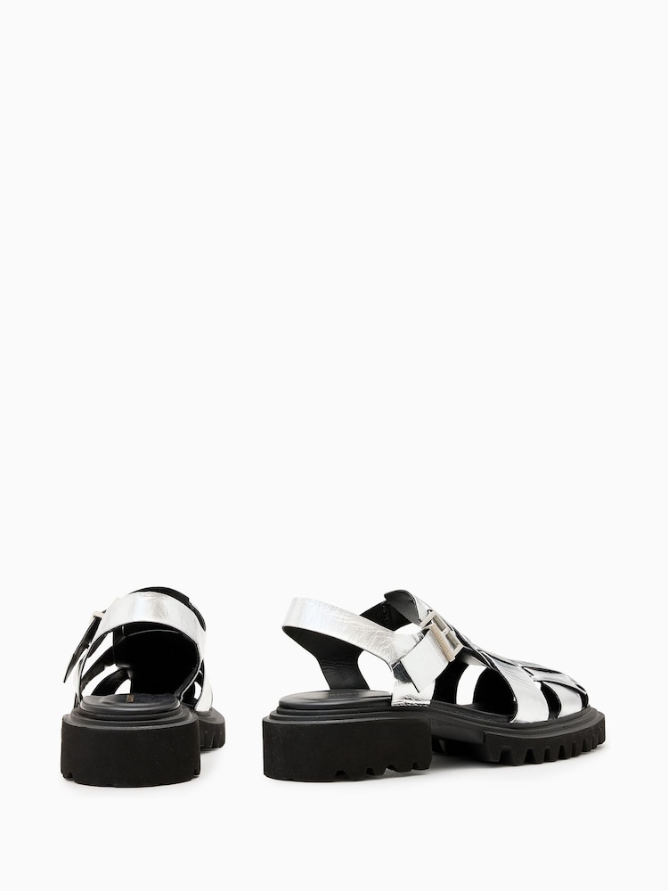 AllSaints Grey Tess Sandals - Image 5 of 5