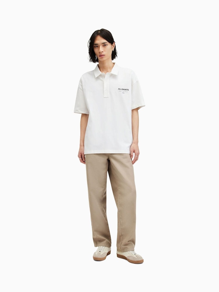 AllSaints White 100% Organic Cotton Underground Polo Shirt - Image 5 of 7
