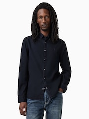 AllSaints Blue 100% Organic Cotton Gleason Shirt - Image 1 of 7