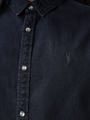 AllSaints Blue 100% Organic Cotton Gleason Shirt - Image 2 of 7