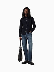 AllSaints Blue 100% Organic Cotton Gleason Shirt - Image 3 of 7