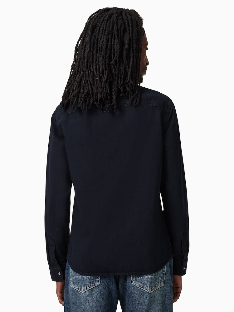 AllSaints Blue Cotton Gleason Shirt - Image 6 of 7