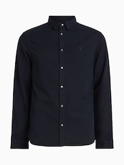 AllSaints Blue 100% Organic Cotton Gleason Shirt - Image 7 of 7
