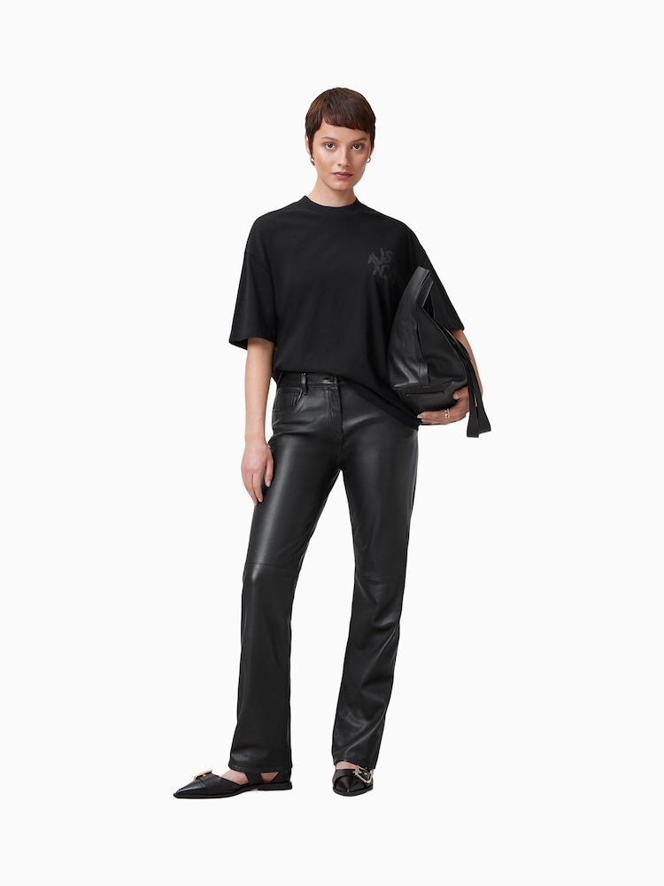 Negro - AllSaints 100% Organic Cotton Orlando Etta Crew Neck T-Shirt - Imagen 2 de 6