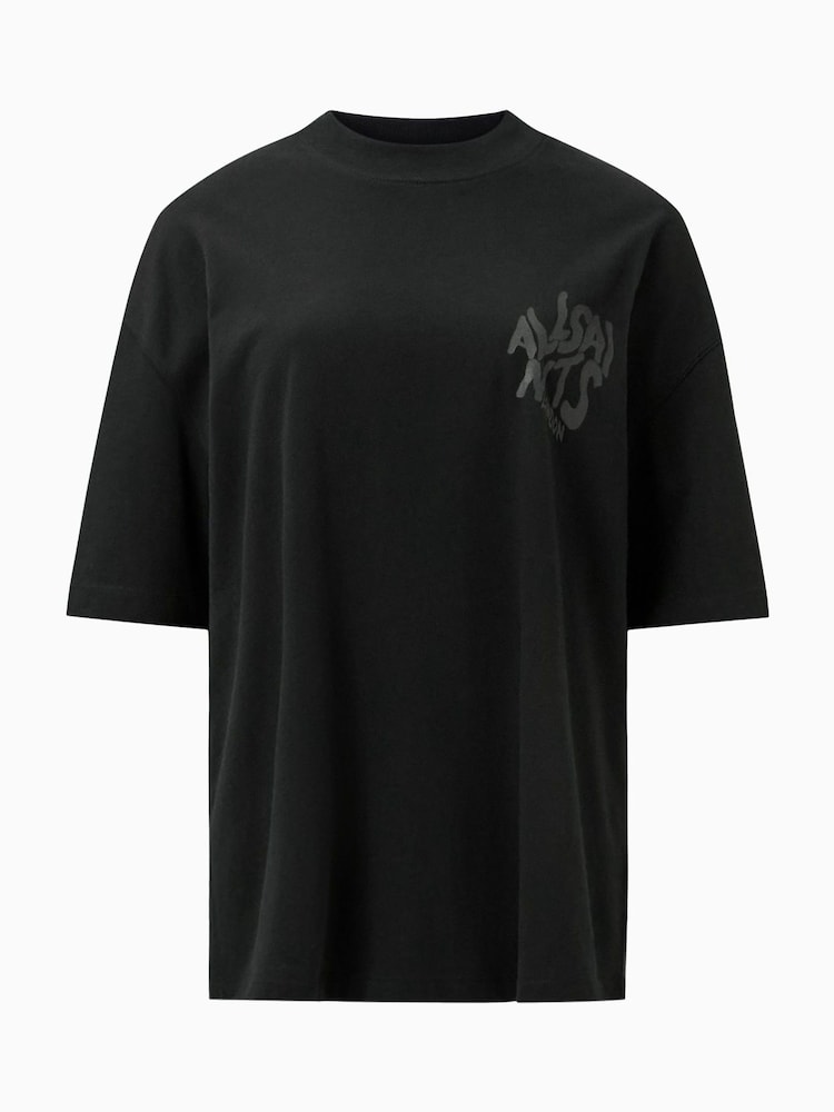 Negro - AllSaints 100% Organic Cotton Orlando Etta Crew Neck T-Shirt - Imagen 6 de 6