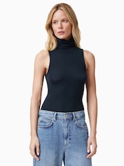 AllSaints Blue Bec Roll Neck Tank - Image 1 of 7