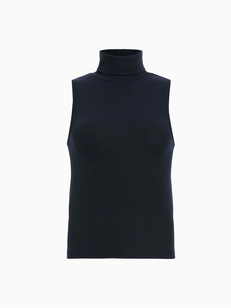 AllSaints Blue Bec Roll Neck Tank - Image 7 of 7