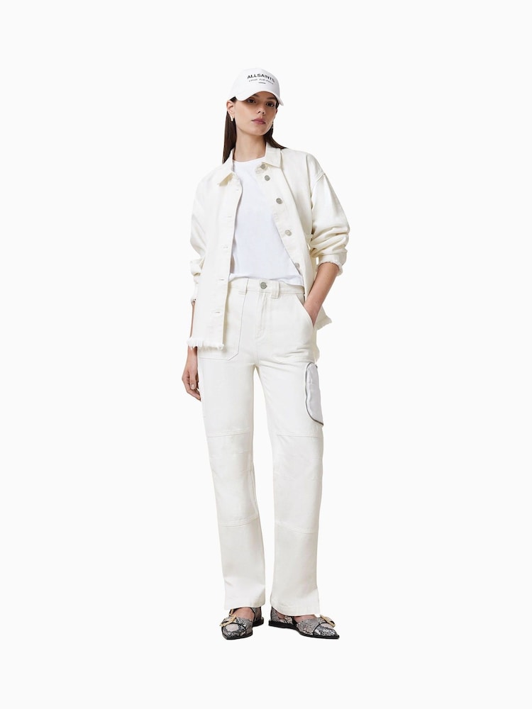 AllSaints White 100% Organic Cotton Florence Cargo Jeans - Image 1 of 8