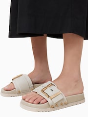AllSaints White Ellie Stud Sliders - Image 2 of 7