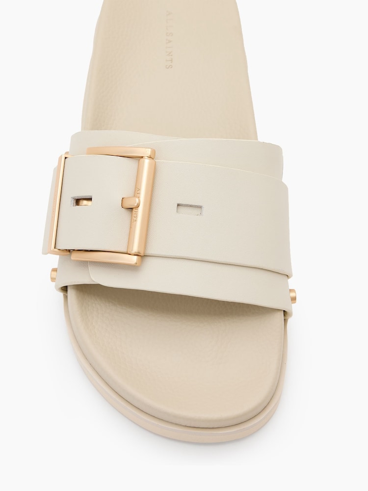 AllSaints White Ellie Stud Sliders - Image 3 of 7