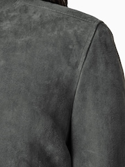 AllSaints Grey Kemble Suede Bomber Jacket - Image 4 of 6