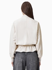 AllSaints White Sofi Leather Bomber Jacket - Image 5 of 6
