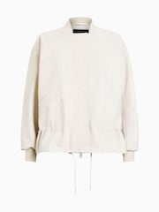AllSaints White Sofi Leather Bomber Jacket - Image 6 of 6