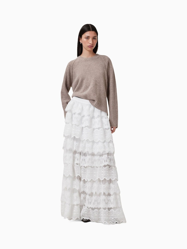 AllSaints White Lizi Lace Maxi Skirt - Image 1 of 8