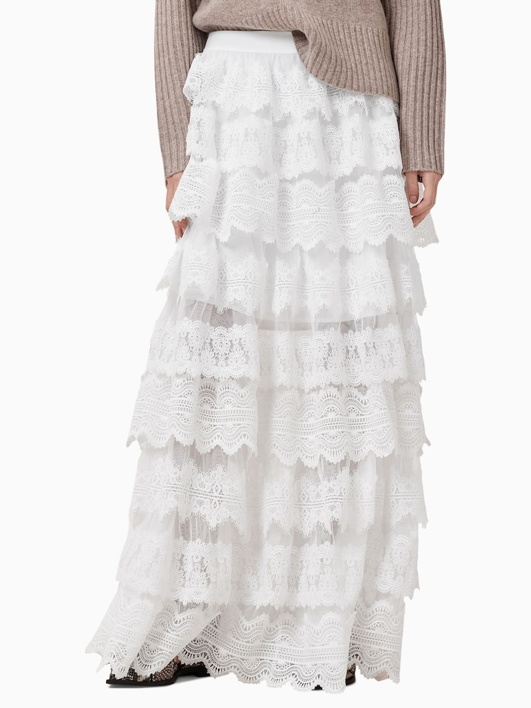 AllSaints White Lizi Lace Maxi Skirt - Image 2 of 8