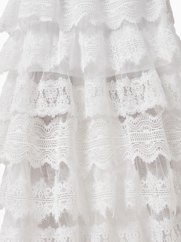 AllSaints White Lizi Lace Maxi Skirt - Image 5 of 8