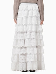 AllSaints White Lizi Lace Maxi Skirt - Image 6 of 8