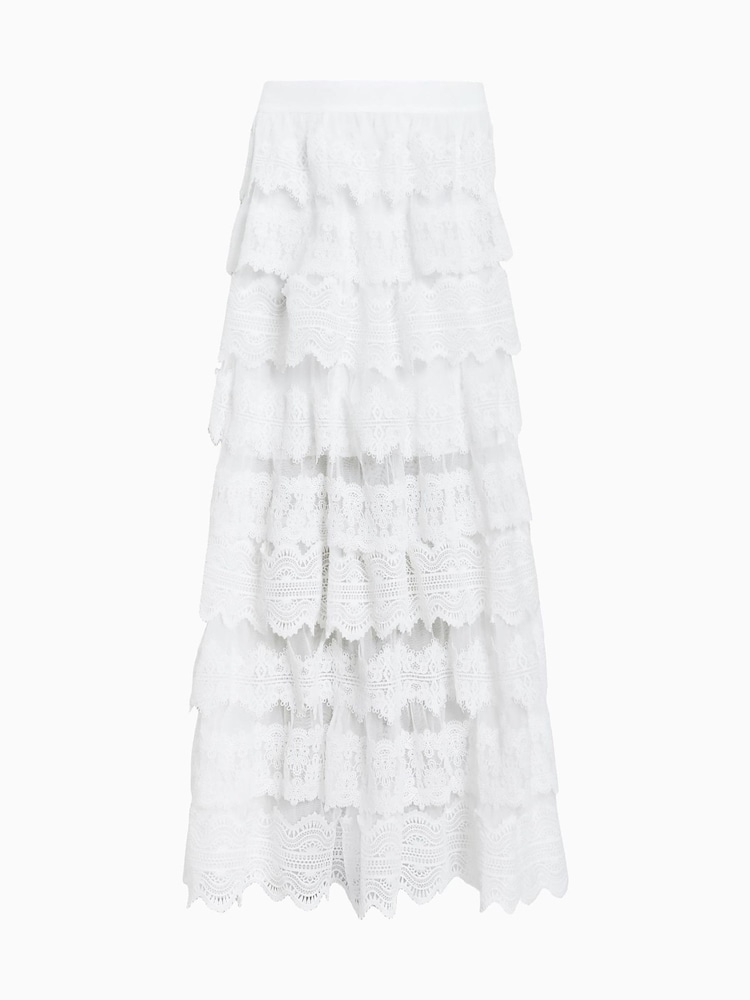 AllSaints White Lizi Lace Maxi Skirt - Image 8 of 8