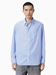 AllSaints Blue Marcel Long Sleeve 100% Cotton Shirt - Image 1 of 7