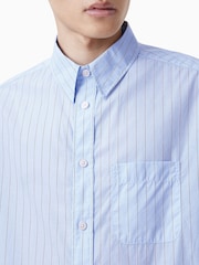 AllSaints Blue Marcel Long Sleeve 100% Cotton Shirt - Image 6 of 7