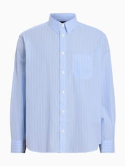 AllSaints Blue Marcel Long Sleeve 100% Cotton Shirt - Image 7 of 7