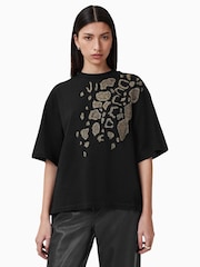 Negro - AllSaints Flow 100% Organic Cotton Amelie T-Shirt - Imagen 1 de 6