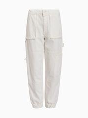 AllSaints White Mila 100% Organic Cotton Fray Trousers - Image 7 of 7