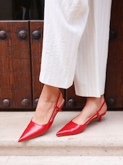 Linzi Red Refined Slingback Court Heels - Image 1 of 5
