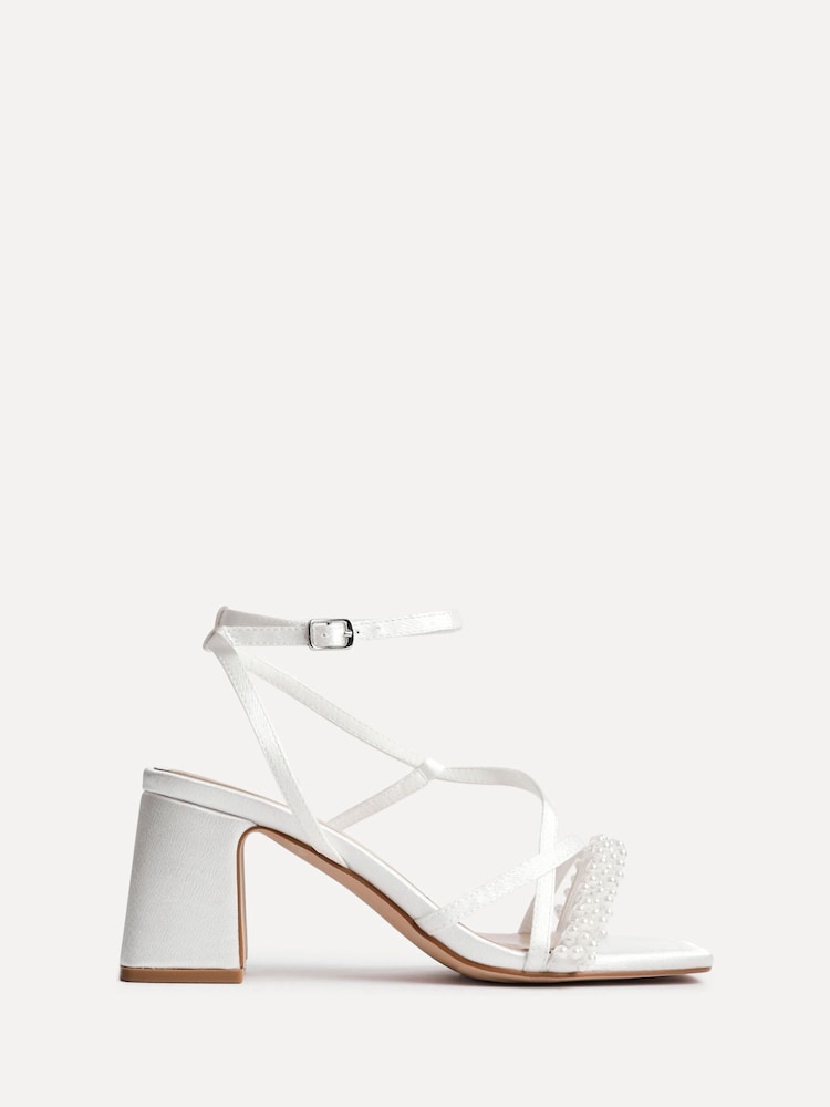 Linzi Cream Promise Wide Fit Strappy Heeled Sandals With Pearl Detailing - Image 2 of 5