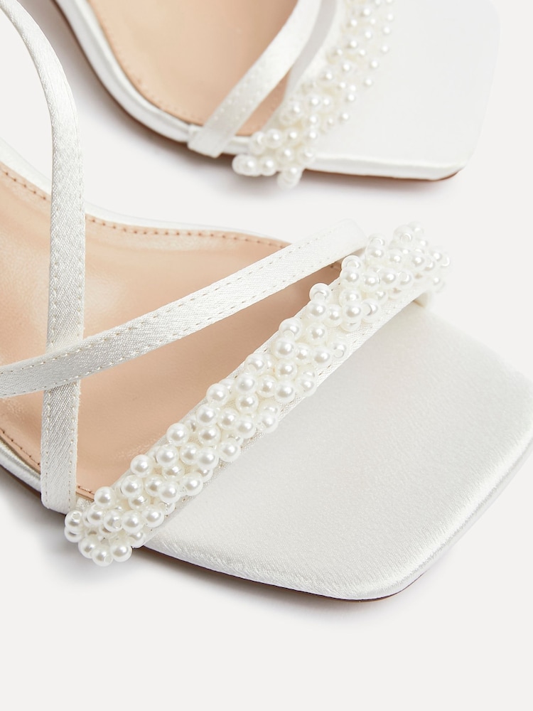 Buy Linzi Cream Promise Wide Fit Strappy Heeled Sandals With Pearl