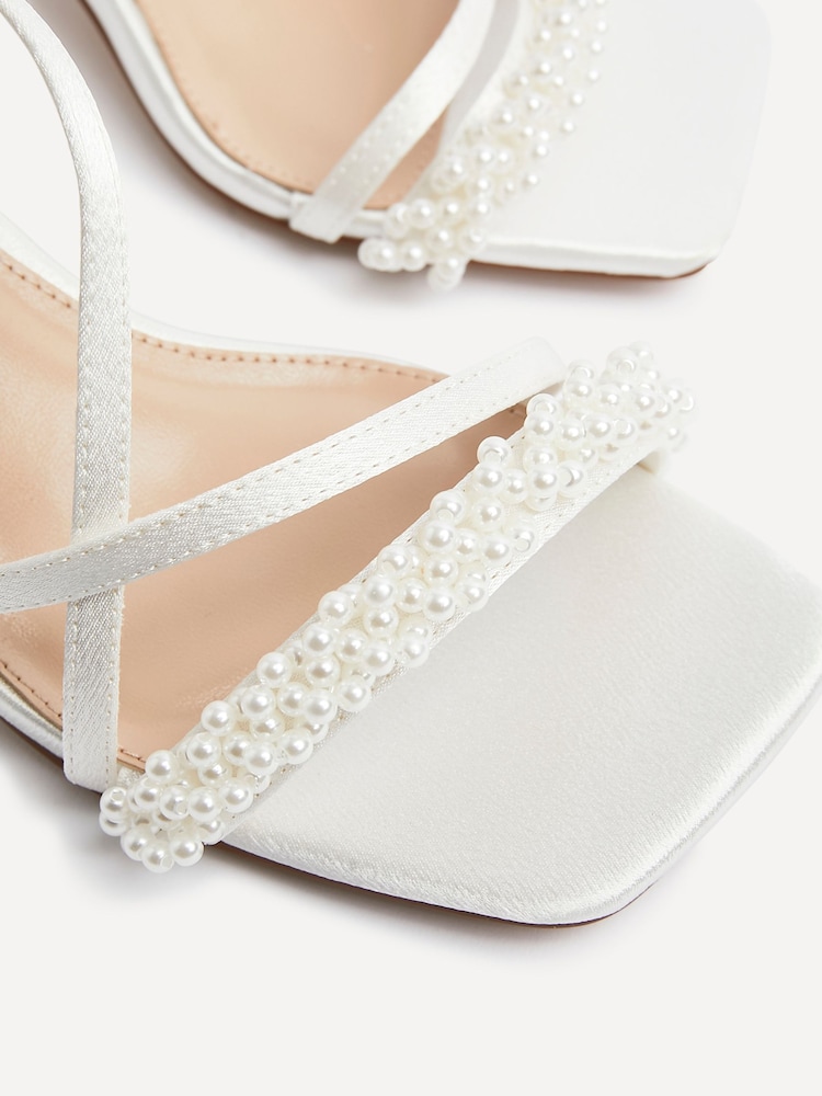Linzi Cream Promise Wide Fit Strappy Heeled Sandals With Pearl Detailing - Image 7 of 7