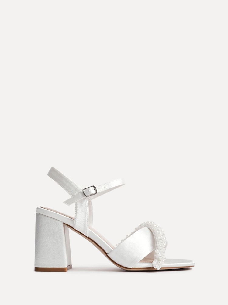 Linzi Cream Devotion Wide Fit Block Heels With Pearl Embellished Strap - Image 2 of 5