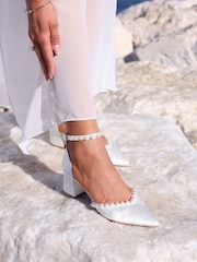 Linzi Cream Swan Court Heels With Pearl Details - Image 1 of 5