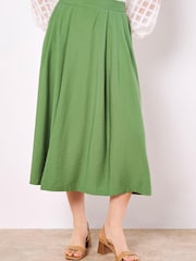 Apricot Green Pleated Full Super A-Line Skirt - Image 1 of 4