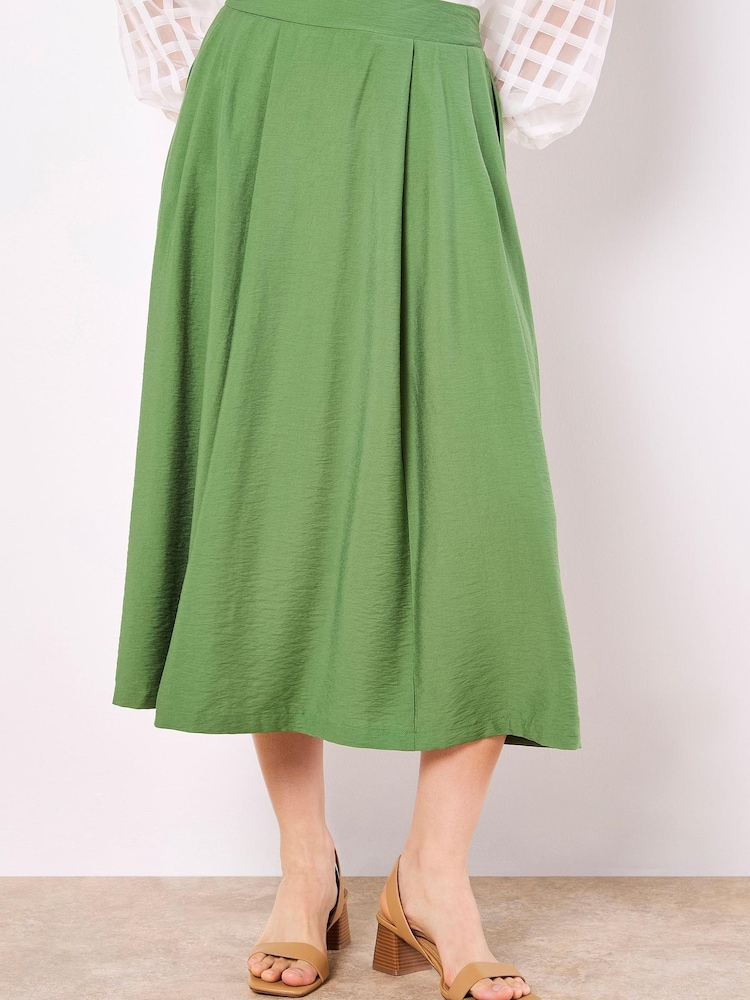 Apricot Green Pleated Full Super A-Line Skirt - Image 1 of 4