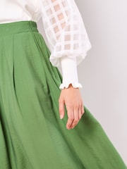 Apricot Green Pleated Full Super A-Line Skirt - Image 3 of 4