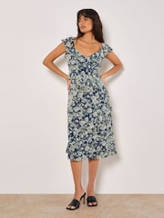 Apricot Blue Floral Aysmmetric Midaxi Dress - Image 2 of 4