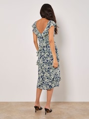 Apricot Blue Floral Aysmmetric Midaxi Dress - Image 4 of 4
