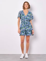 Apricot Green Watercolour Floral Print Layered Dress - Image 5 of 5