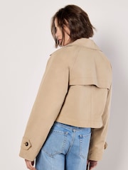 Apricot Natural Cropped Trench Coat - Image 3 of 6