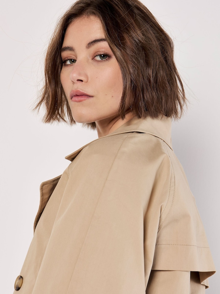 Apricot Natural Cropped Trench Coat - Image 6 of 6