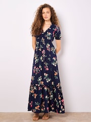 Apricot Blue Floral Watercolour Floral Smock Maxi Dress - Image 1 of 5
