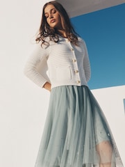 Apricot Cream Waffle Two Pocket Cardigan - Image 1 of 6