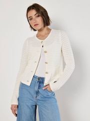 Apricot Cream Waffle Two Pocket Cardigan - Image 2 of 6