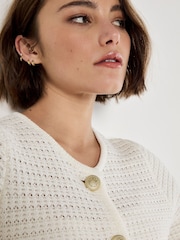 Apricot Cream Waffle Two Pocket Cardigan - Image 4 of 6