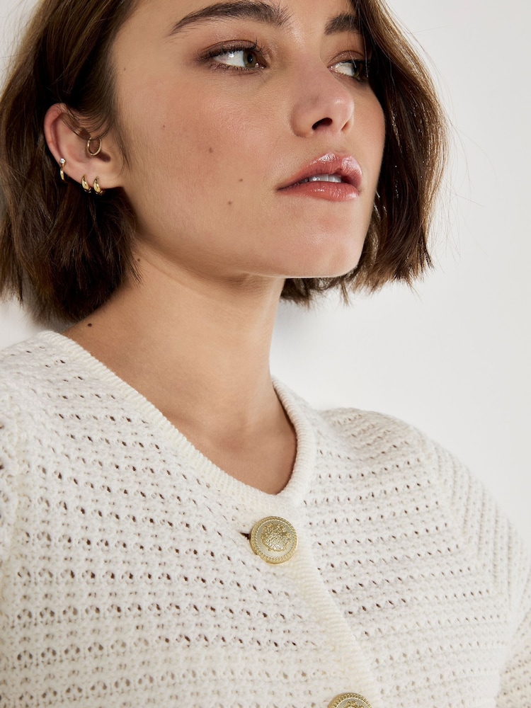 Apricot Cream Waffle Two Pocket Cardigan - Image 5 of 6