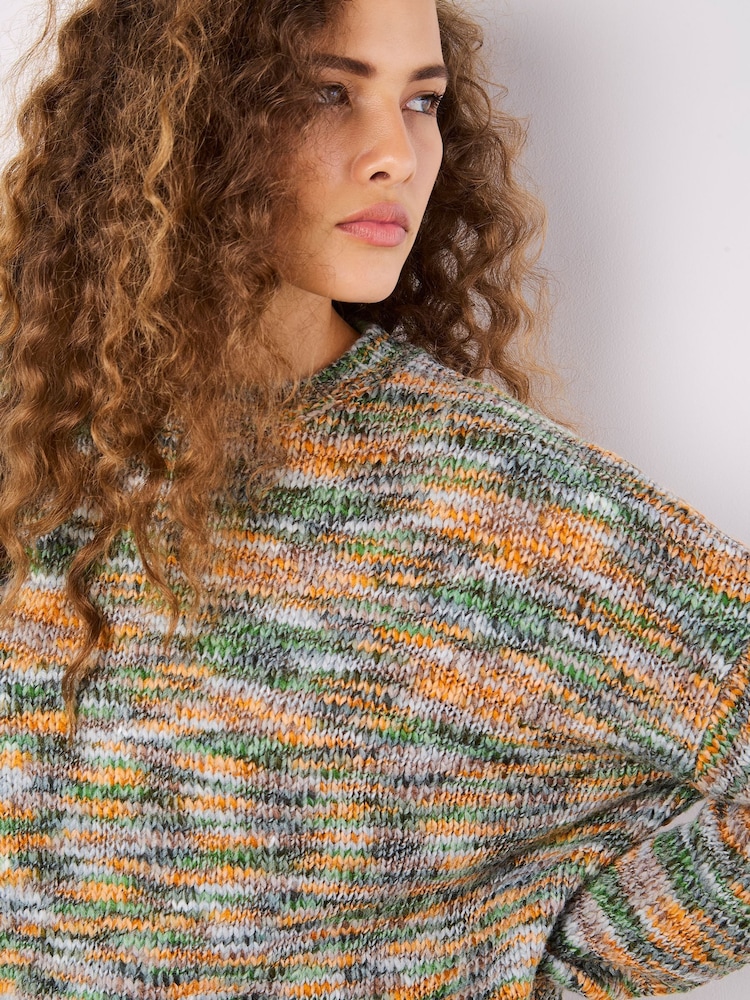 Apricot Green Space Dye Crew Neck Boxy Jumper - Image 2 of 4