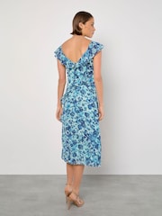 Apricot Green Floral Aysmmetric Midaxi Dress - Image 3 of 5