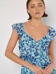 Apricot Green Floral Aysmmetric Midaxi Dress - Image 4 of 5